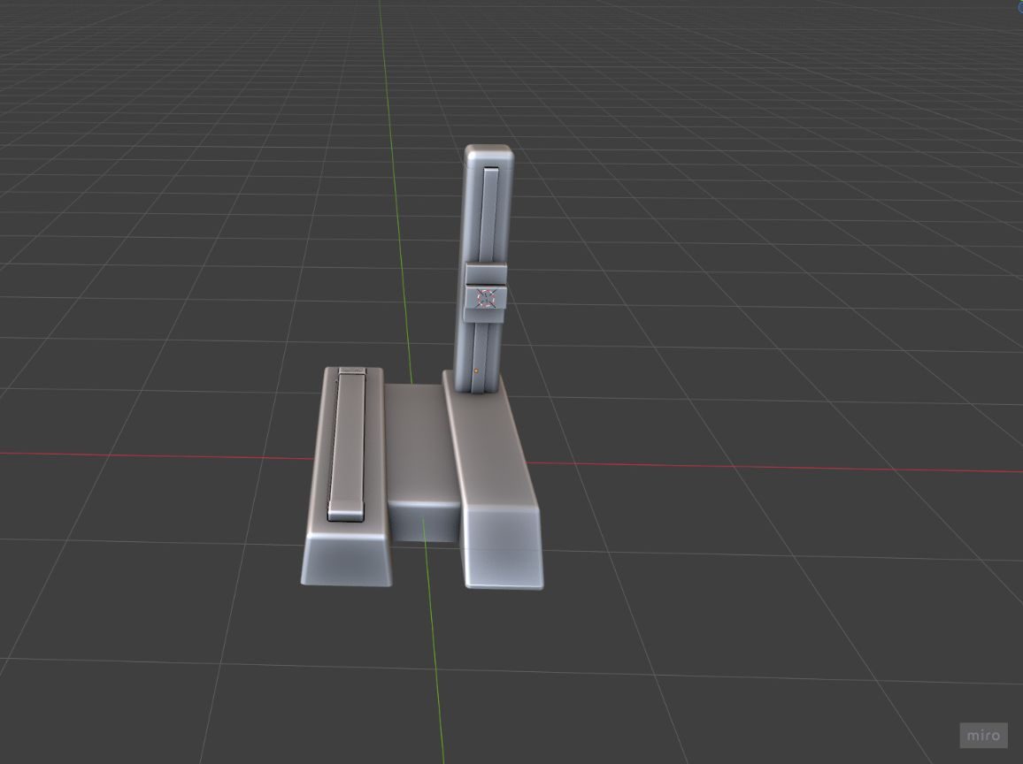 Clay render of the printer frame and print bed